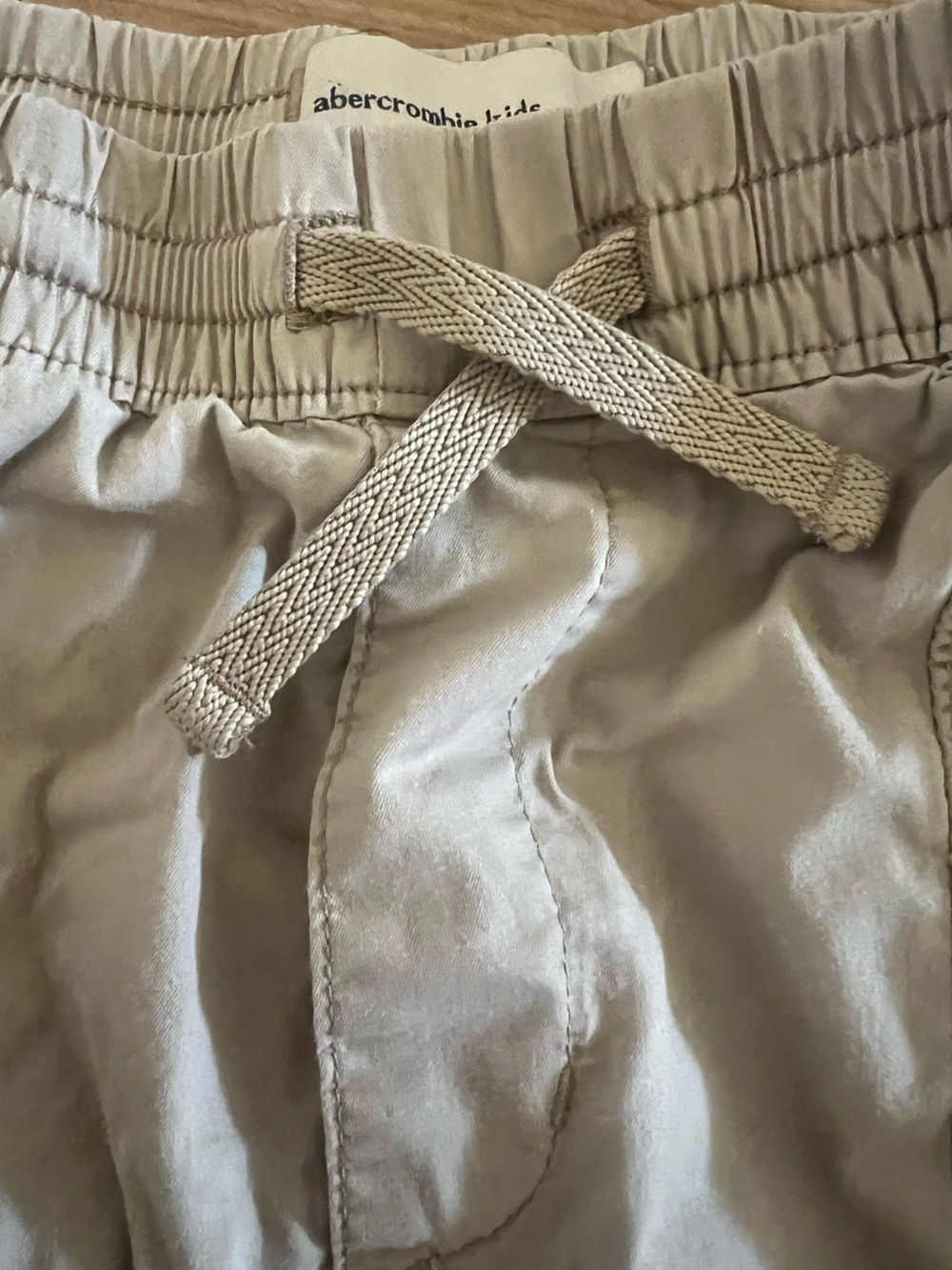Abercrombie Kids Khaki Jogger Cargo Pants Elastic Drawstring Waist Tan 7/8 - Picture 3 of 6